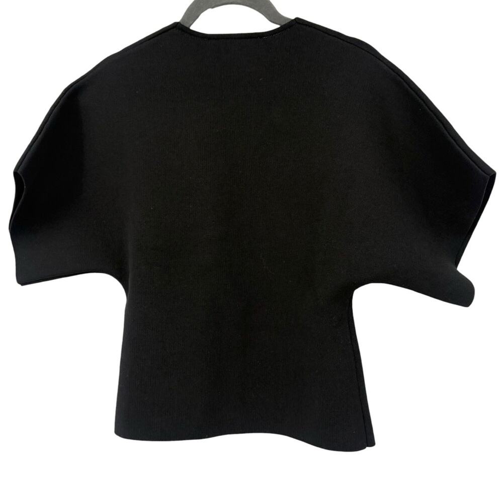 Zara Black Knit Top Oversized Structured 2 Gold Button V Neck NWT Size Small - Picture 5 of 9